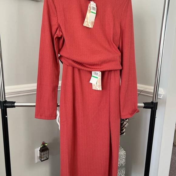 Orange and Red Maxi Pencil Skirt Set for Work - Picture 3 of 5